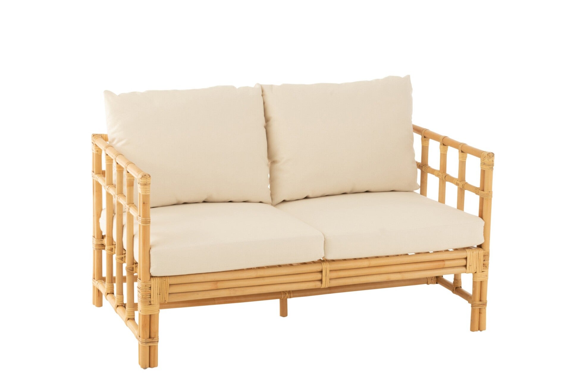 Elise 2-zitsbank – Rotan Naturel/Wit – J-Line