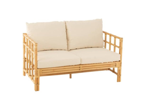 Elise 2-zitsbank – Rotan Naturel/Wit – J-Line