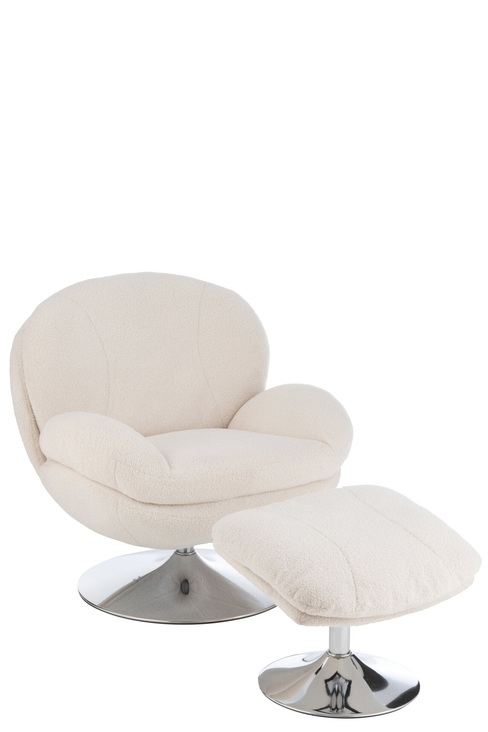 Lay relaxfauteuil + voetbank – Crème/Zilver – J-Line