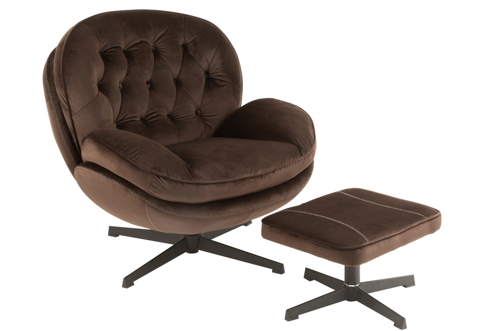 Relax fauteuil + voetbank – Donkerbruin – J-Line