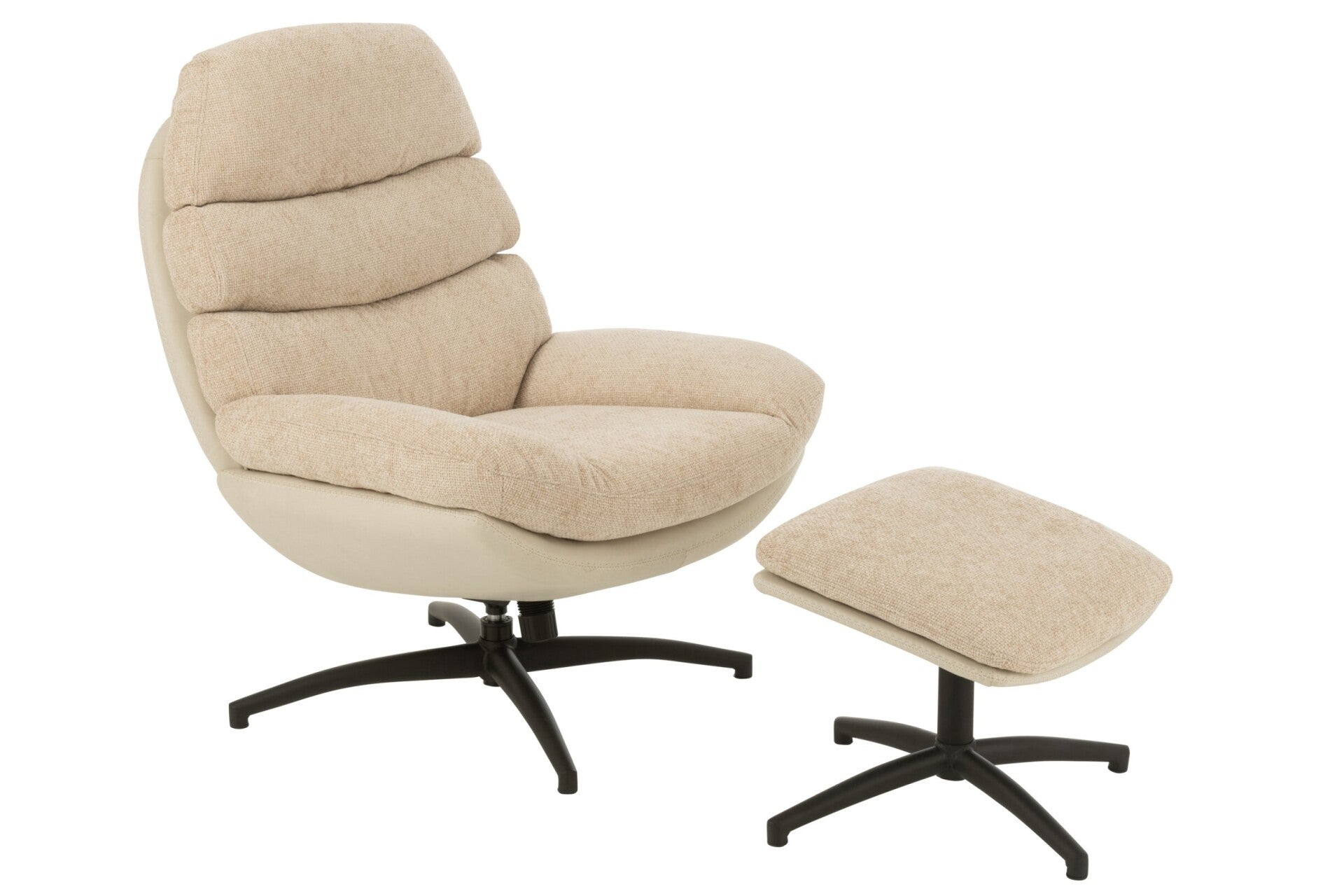Relax fauteuil + voetbank – Grijs/Zwart – J-Line