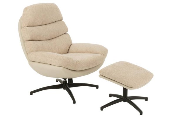 Relax fauteuil + voetbank – Grijs/Zwart – J-Line