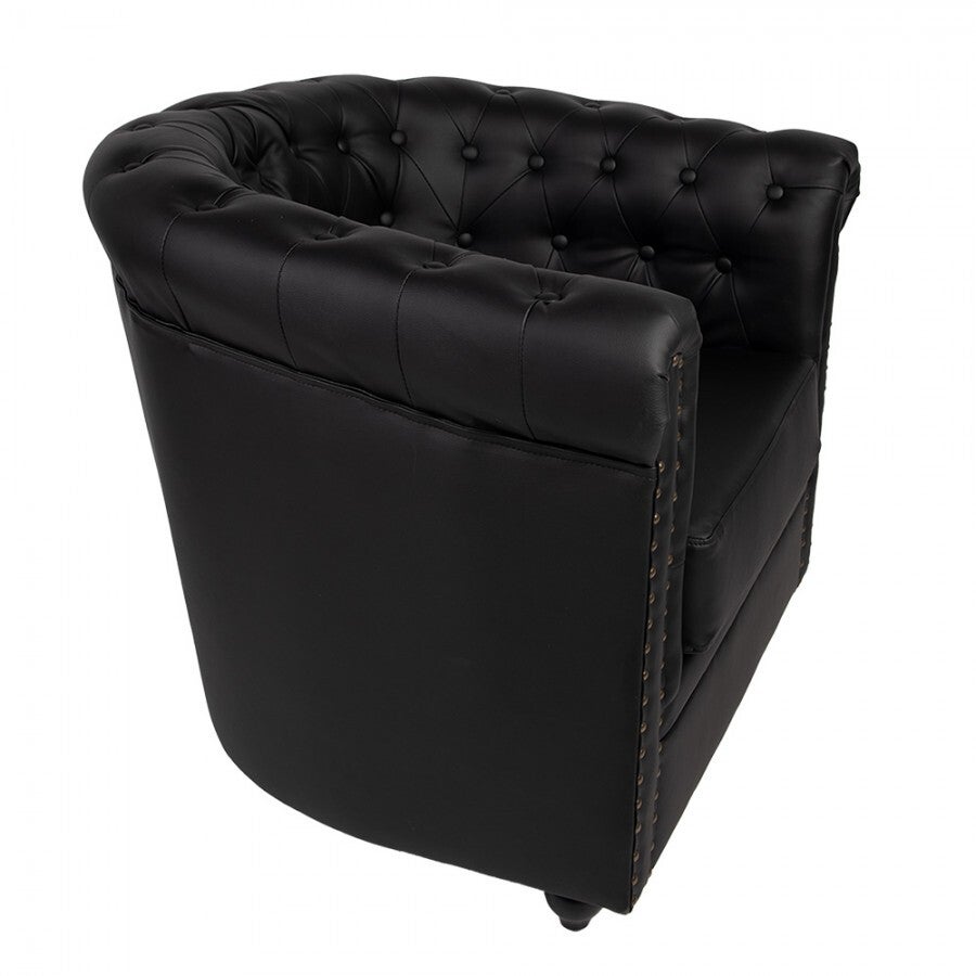 Chester fauteuil – Zwart kunstleer - Clayre & Eef