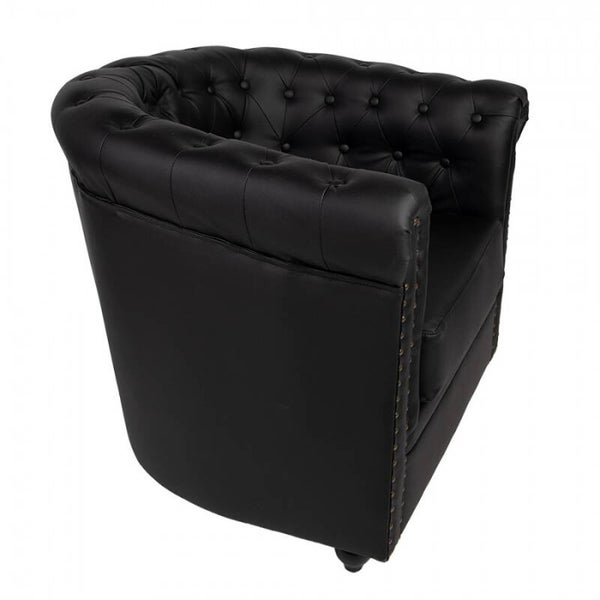 Chester fauteuil – Zwart kunstleer - Clayre & Eef