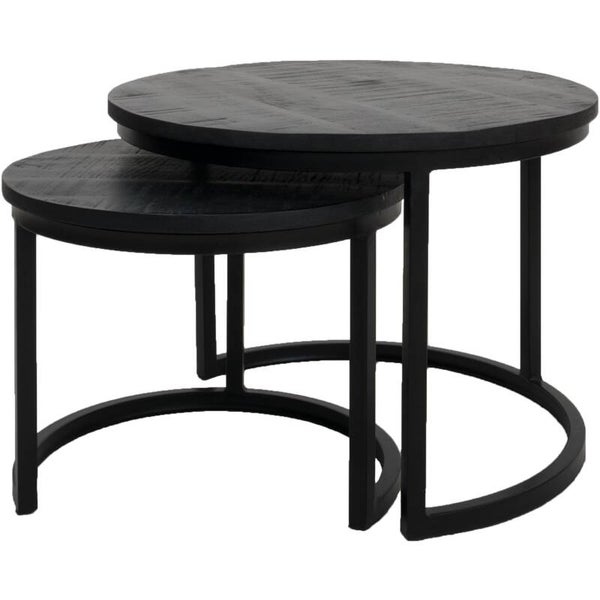 Bart salontafel – Zwart mangohout – Set van 2 – Home67