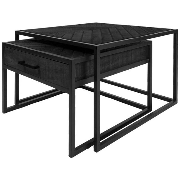 Ruby salontafel – Visgraat Bruin – Set van 2 – Home67