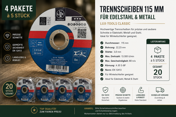 LUX-TOOLS Trennscheiben 115 mm – 4 Pakete à 5 Stück
