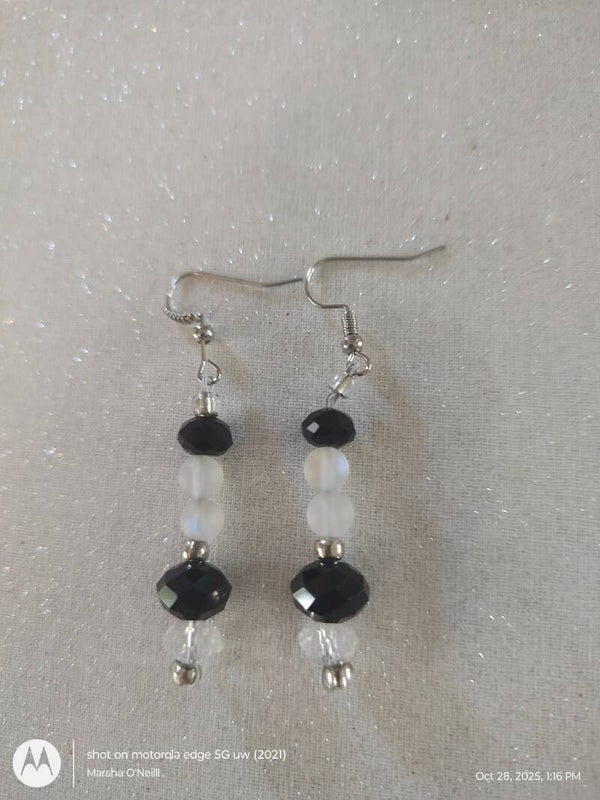 "Starry Night" 2" Earrings w/silver wire backs