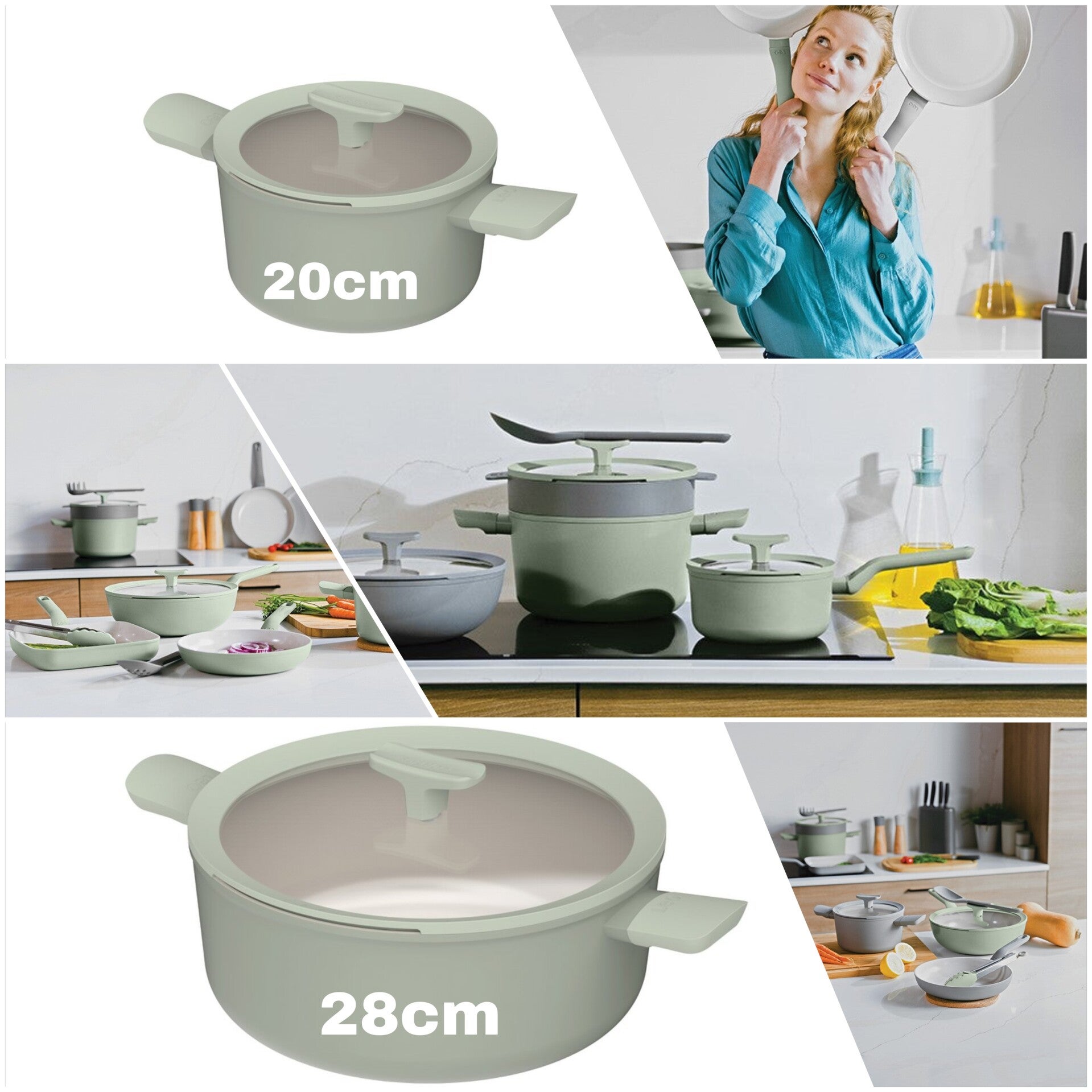 LEO Balance Kookpot Set 20 & 28 cm | PFAS-vrij | Inductie | 3.1L & 6.2L