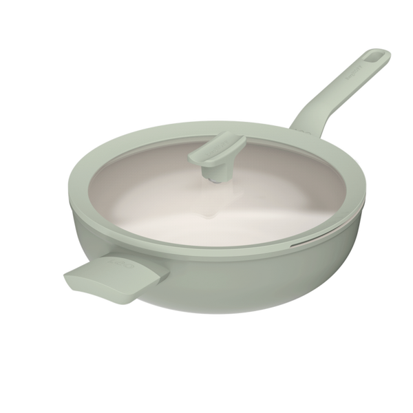 LEO Balance Wokpan 32 cm – PFAS-vrij – Inclusief Deksel – Voor Alle Kookplaten (Sage)