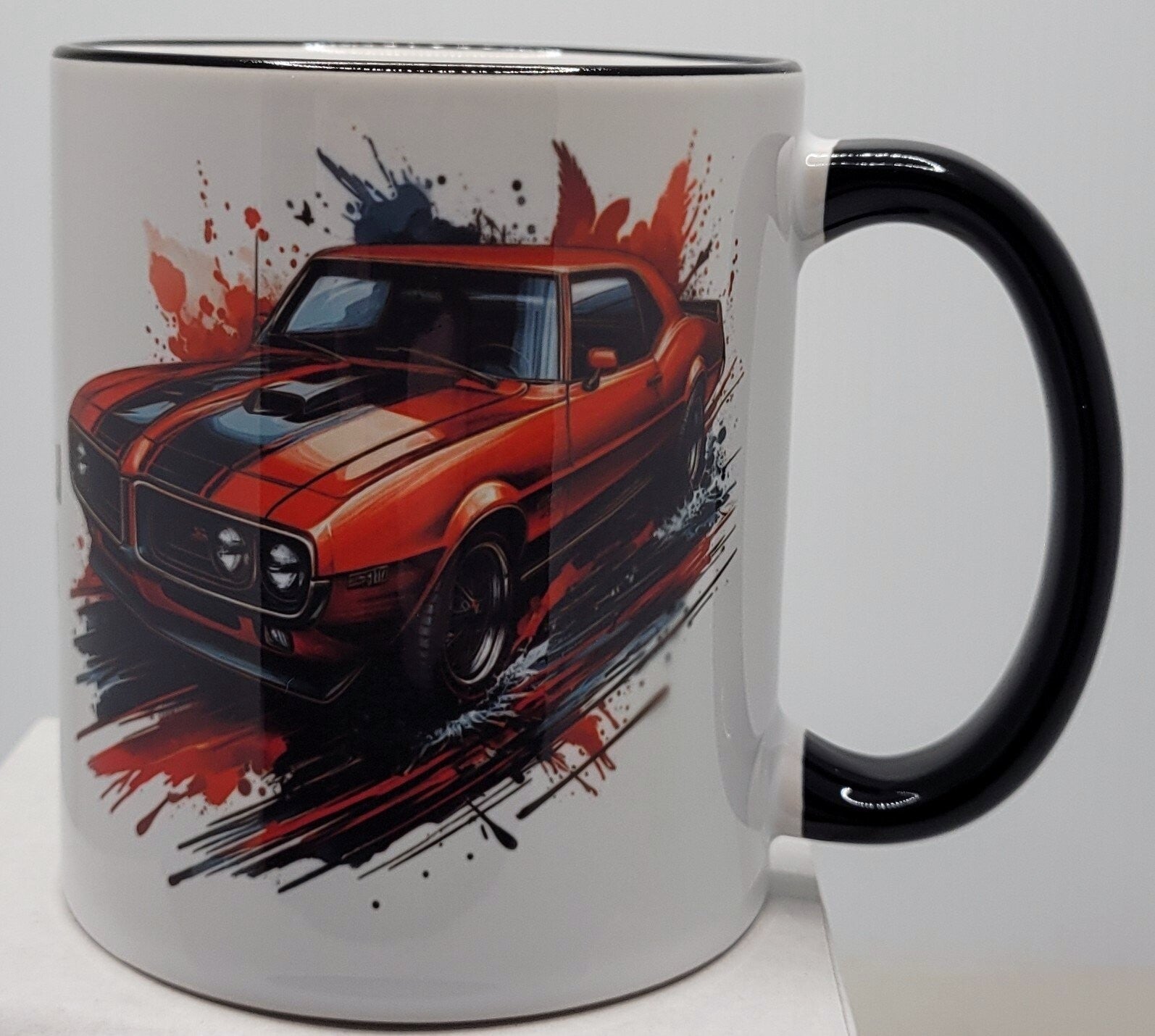 Mussle Car Red  Two Sided  11oz Ceramic Mug with Black Handle
