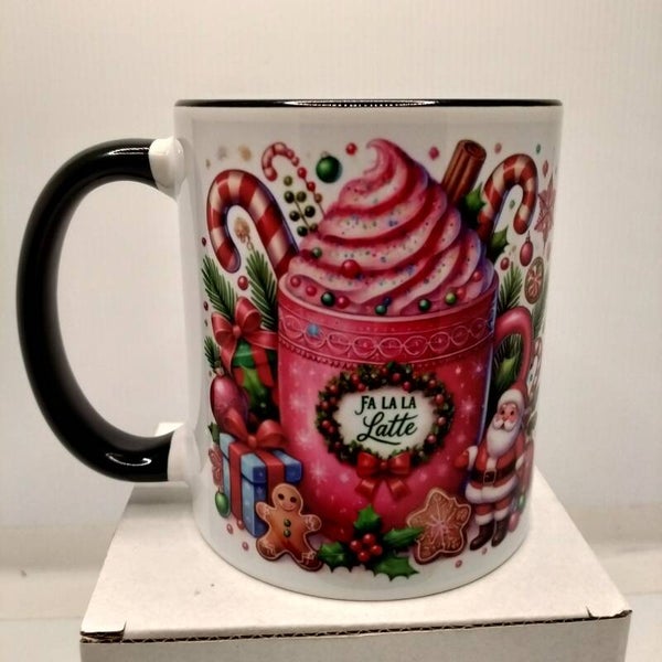 11oz Ceramic Mug with Black Handle (la la Latte)