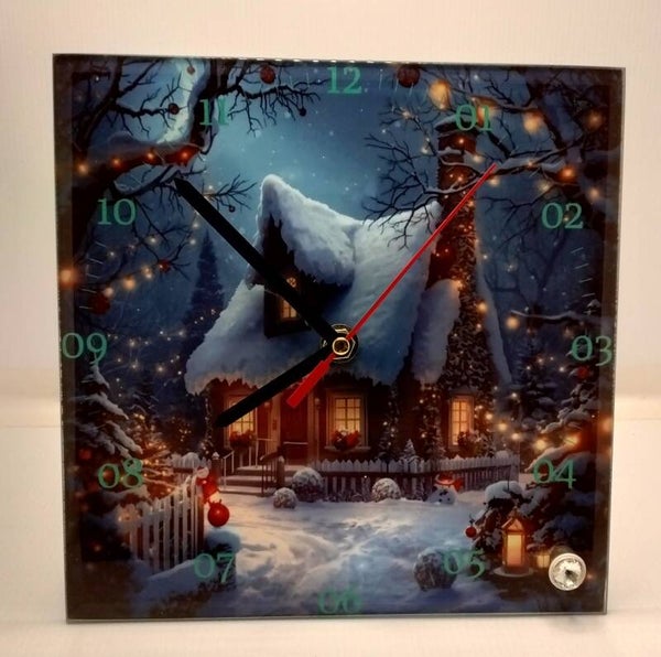 Glass bevilled edge Clock  (magic house)