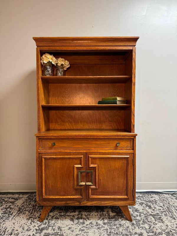 midcentury standing bookcase without glass