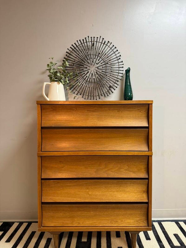 midcentury Johnson carper tall dresser
