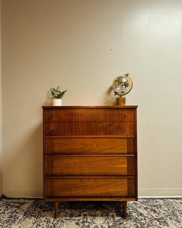 midcentury walnut 4 drawer dresser