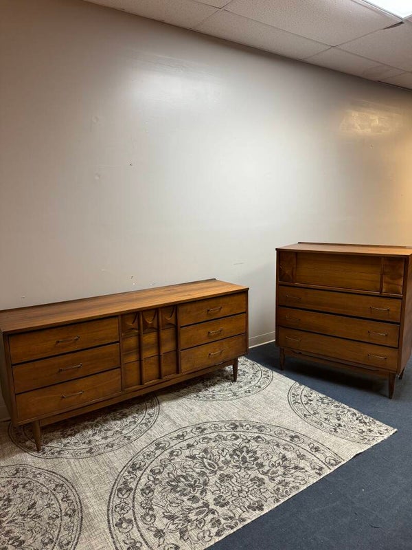 midcentury long dresser and tall dresser made by Vaughn-Bassett