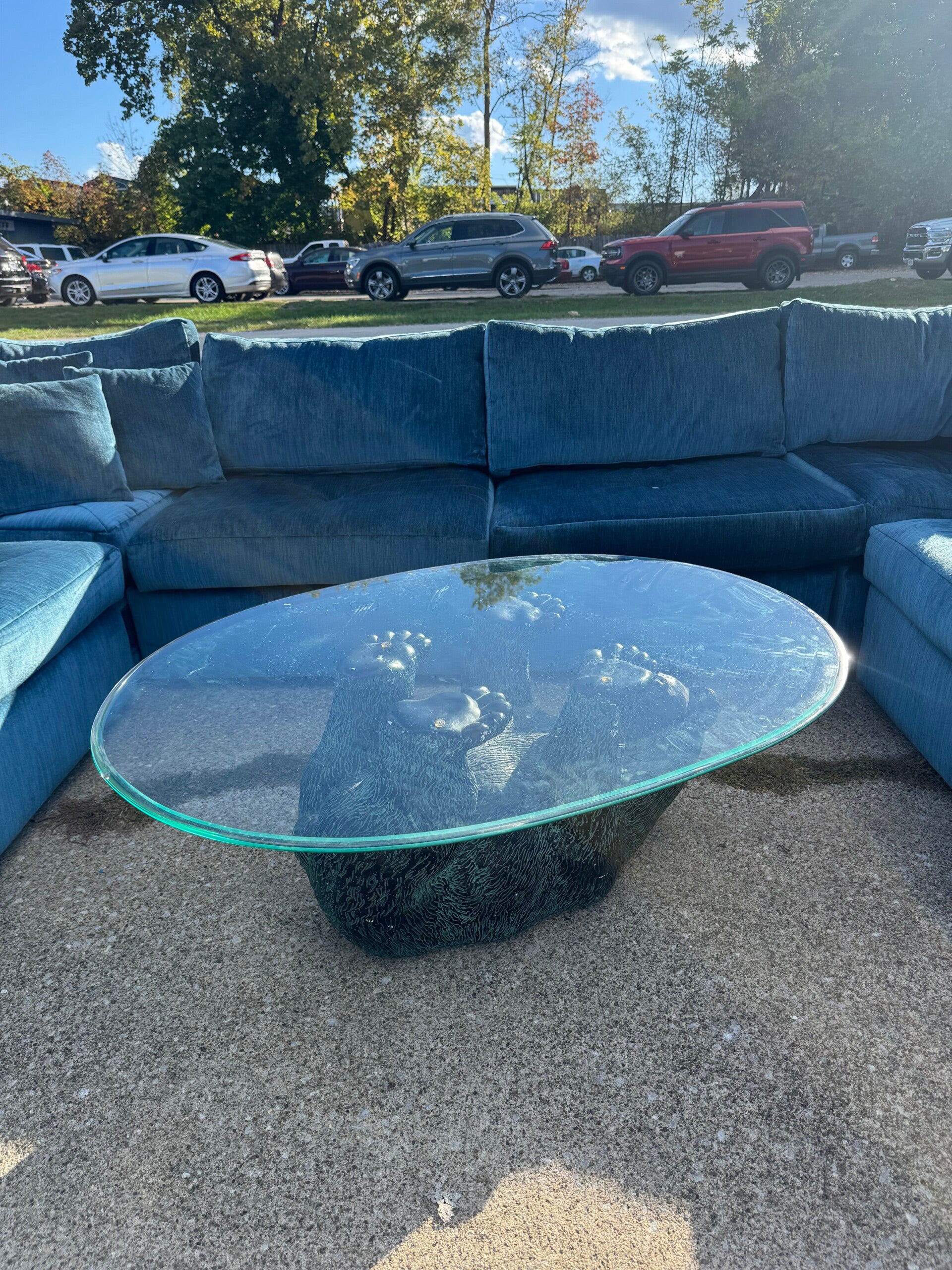Black Bear with Glass Top Coffee Table