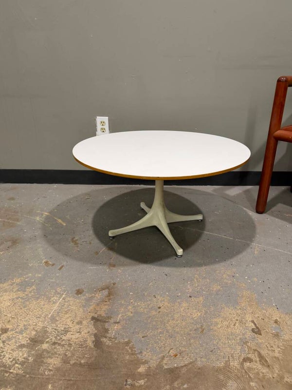 Mcm white laminate top Herman Miller end table