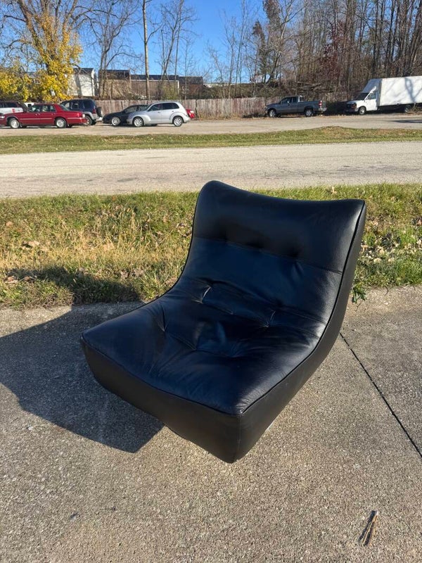 Mcm Black Upholstered Chair with Chrome base