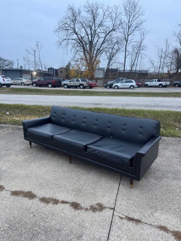 Mcm Black Kroehler 3 Cushion Couch