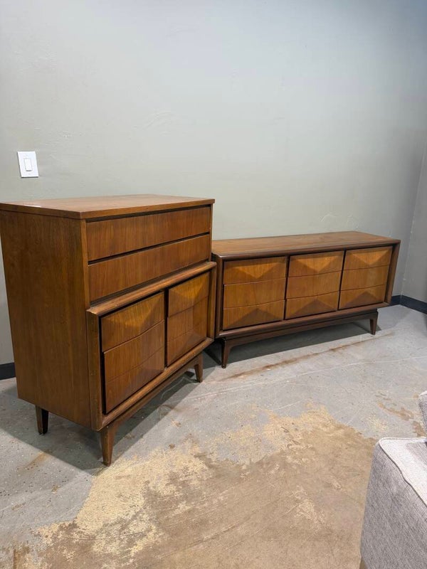 Mcm walnut united dresser set