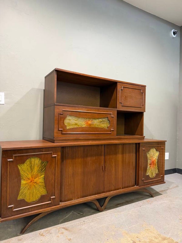 Mcm walnut credenza with removable hutch top