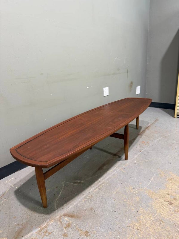 Walnut Drexel declaration surfboard coffee table