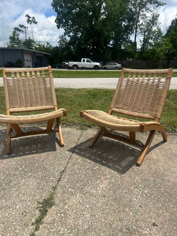Mcm Yugoslavian collapsible lounge chair pair