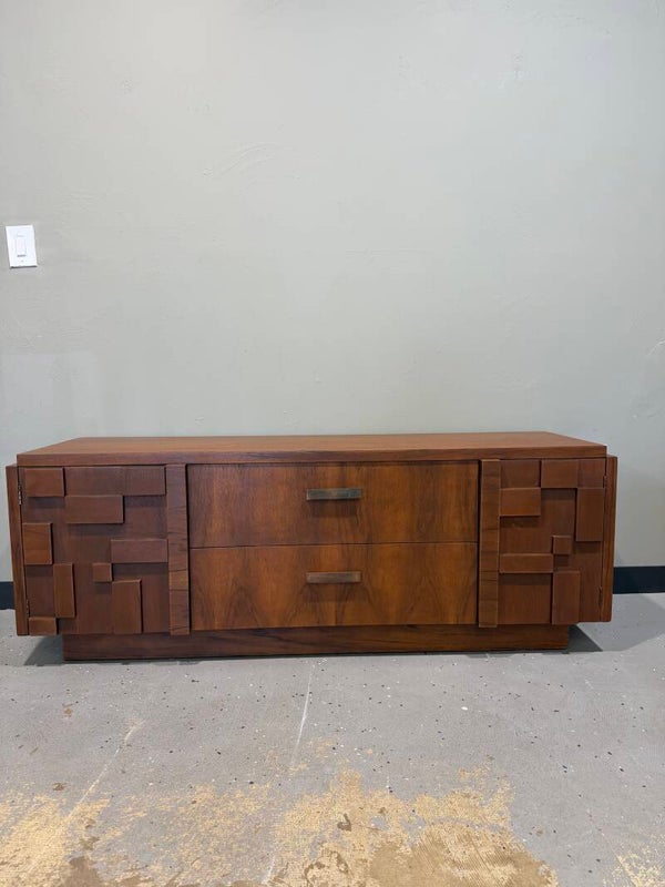 Mid Century Modern Refinished Walnut Staccato Credenza by Lane