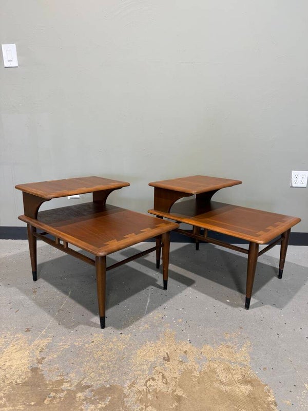 Mid Century Modern Refinished Lane Acclaim End Table Pair