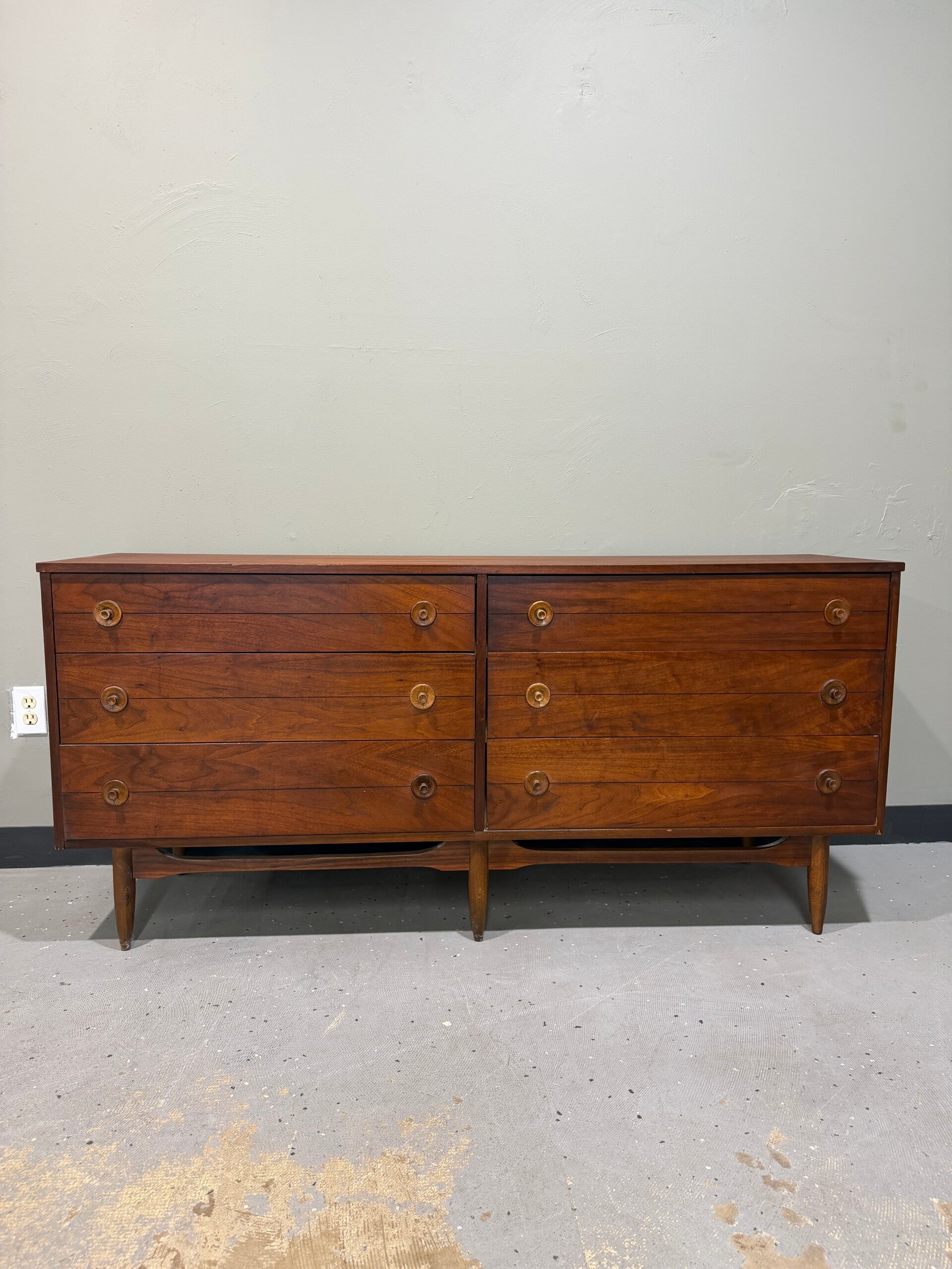 Mid Century Modern Walnut Long Dresser