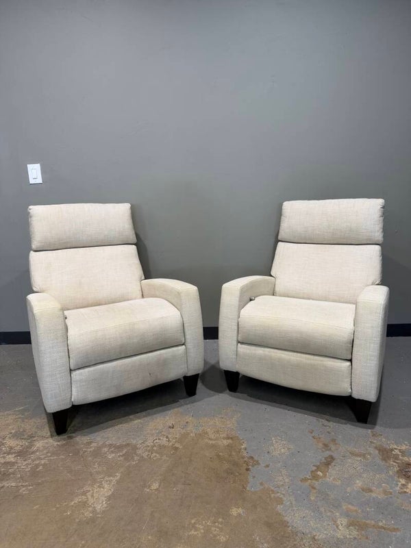 Modern American Leather Company Upholstered Dexter Recliner Pair