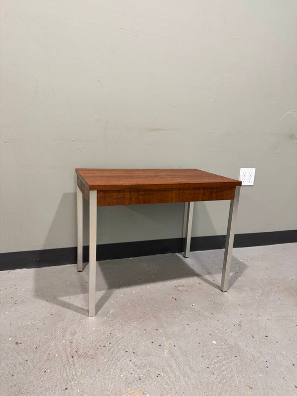 Mcm Chrome and Walnut End Table