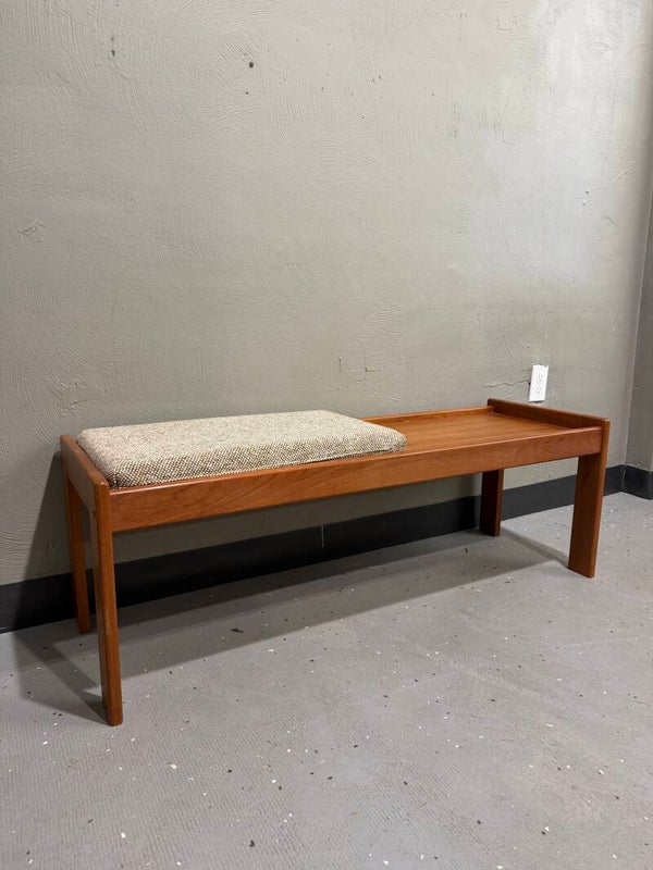 Danish Teak Bench with Upholstered removable cushion