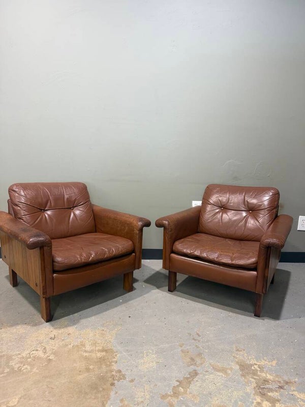 Rosewood framed lounge chair pair