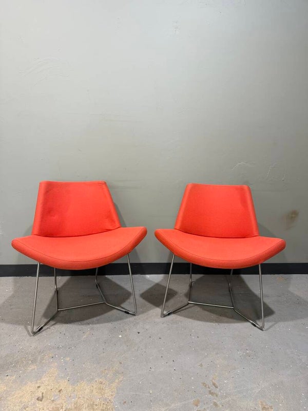 Mid Century High Tower Coral Chair Pair