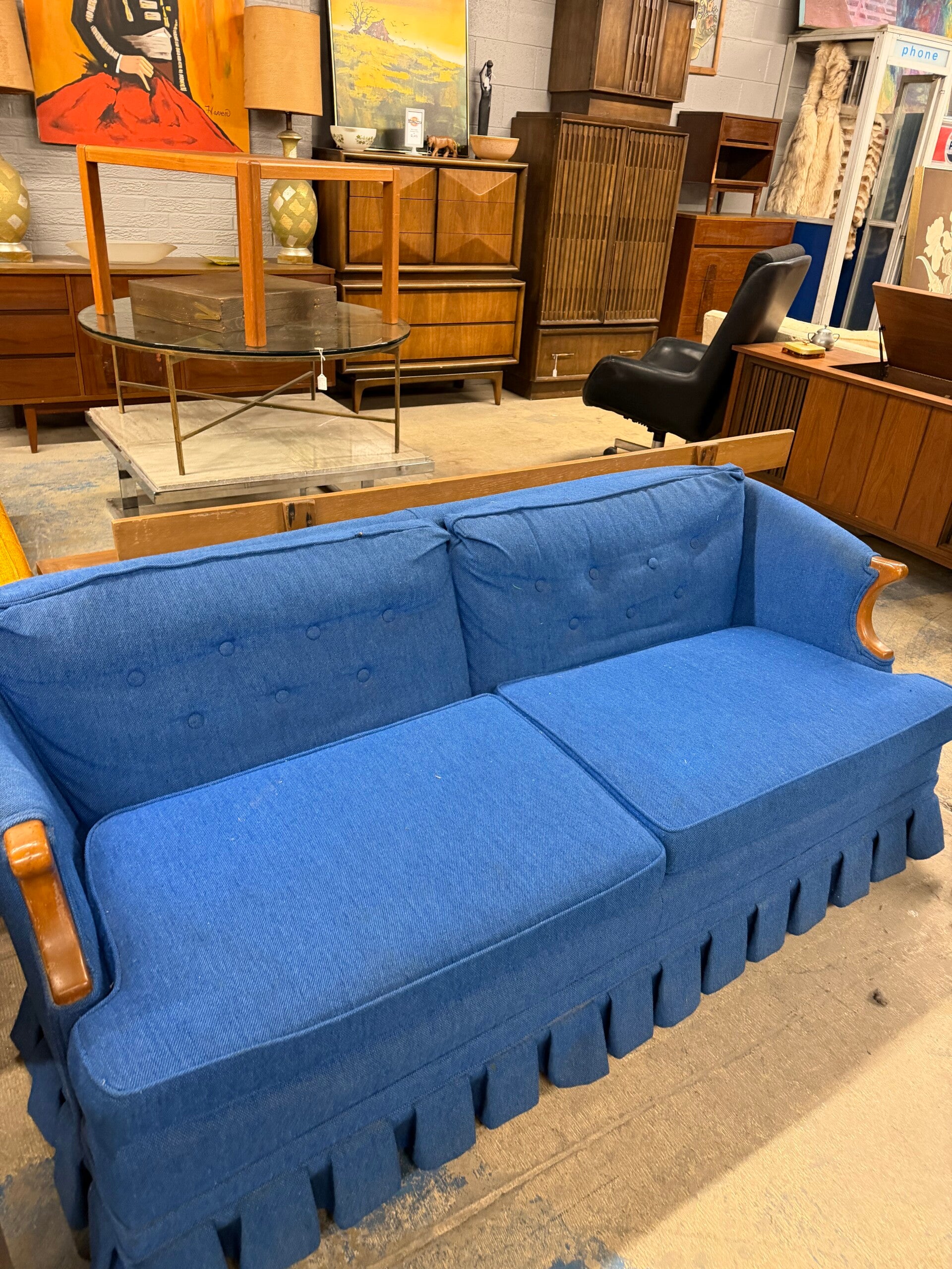 Mcm blue two cushion couch