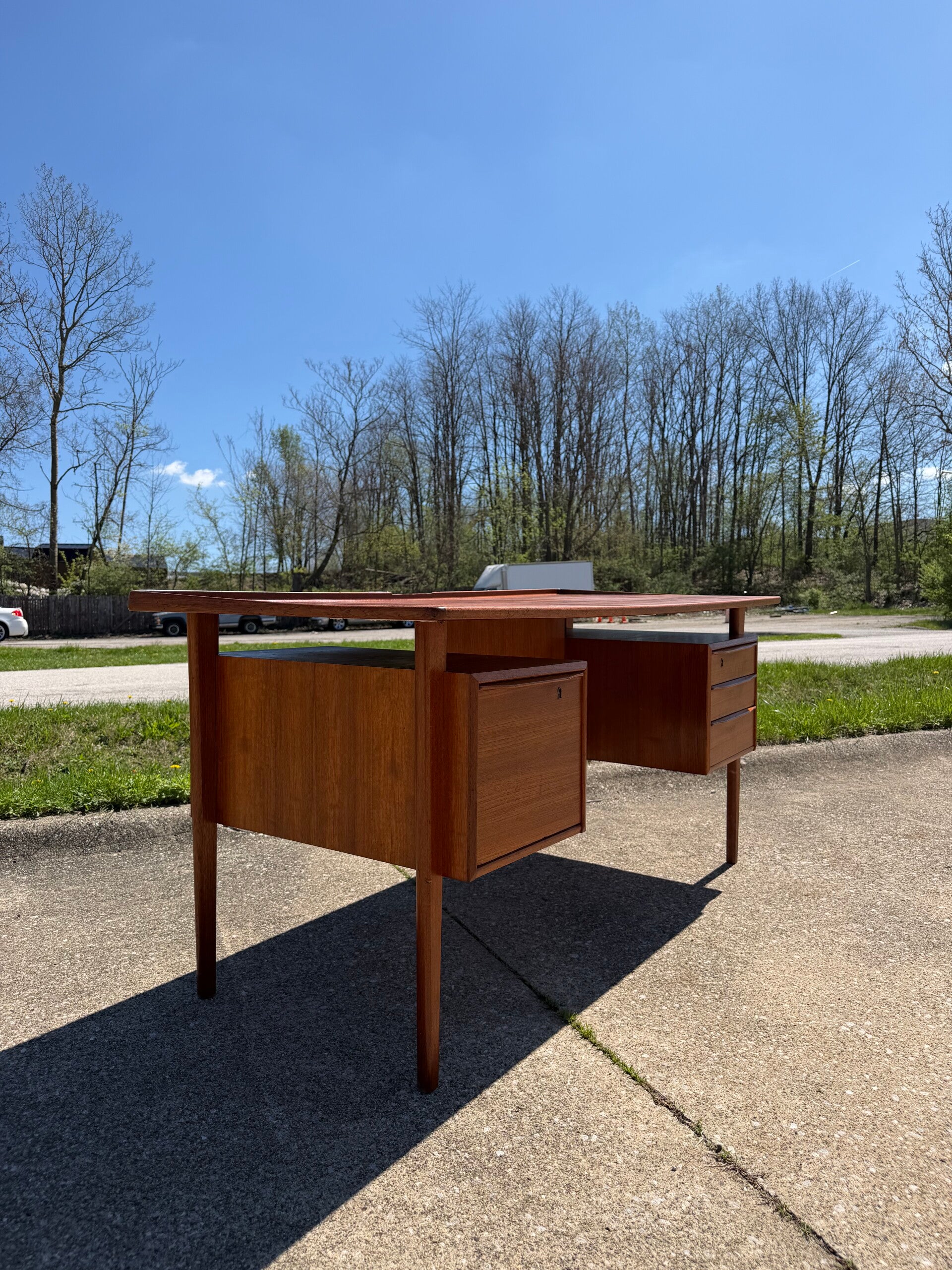 Mcm Danish teak executive desk by Peter lovig