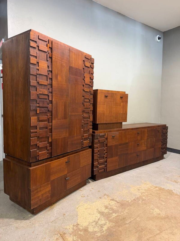 Mcm Walnut Brutalist bedroom set