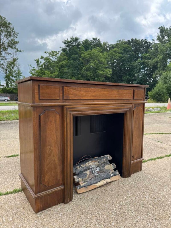 Mid Century Modern Fireplace and Record Player