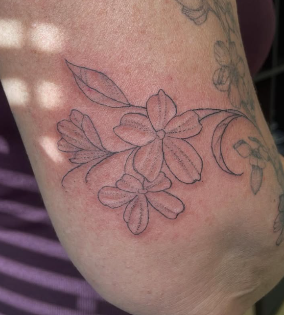 fineline flower tattoo