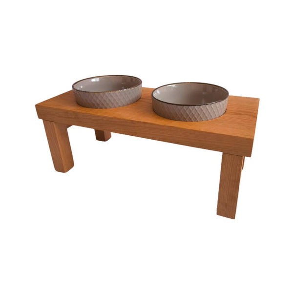 Futterbar für Hunde aus Kirschholz
