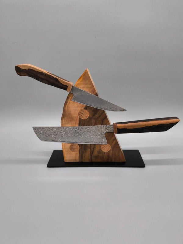 Messerblock magnetisch aus Walnuss