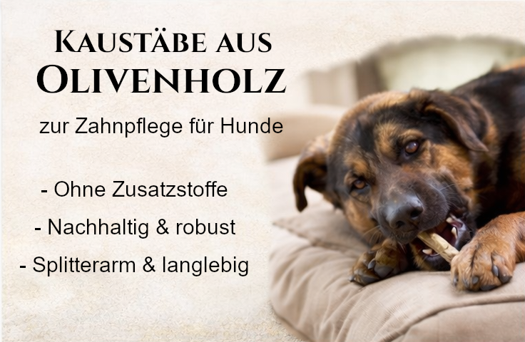 natürliche Kaustäbe für Hunde aus Olivenholz