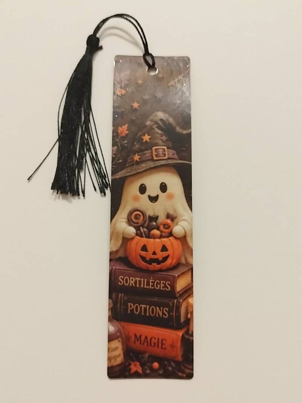 Marque-page Halloween recto verso – Fantôme & Chat noir