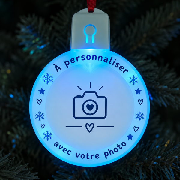Boule de Noël LED personnalisable avec photo