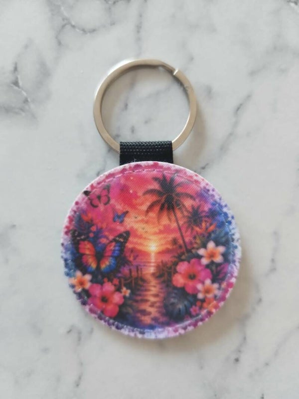 Porte-clés Papillon au coucher de soleil