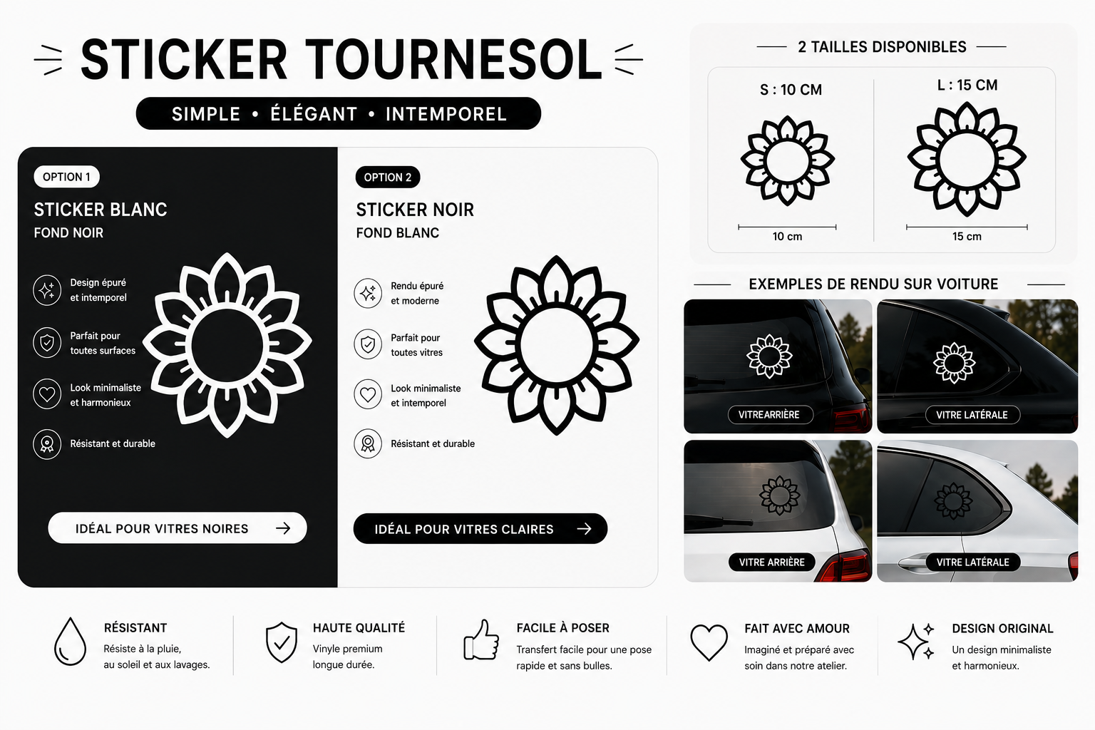 🌻 Sticker Tournesol Minimaliste