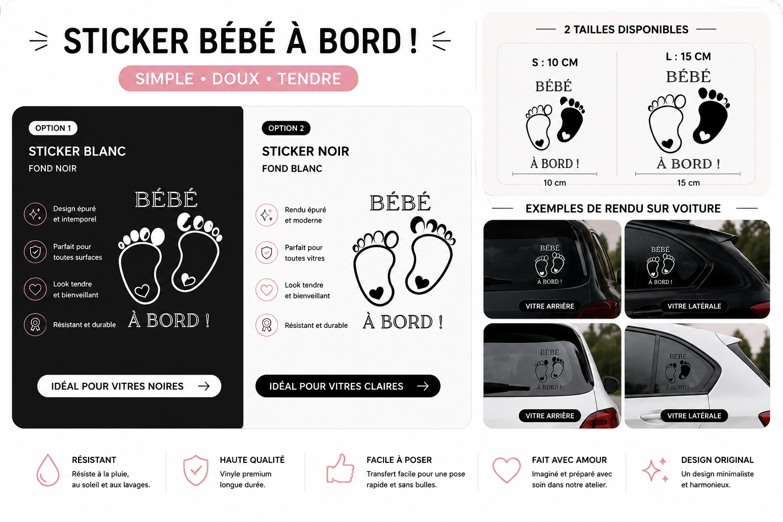 Sticker Bébé à Bord Minimaliste